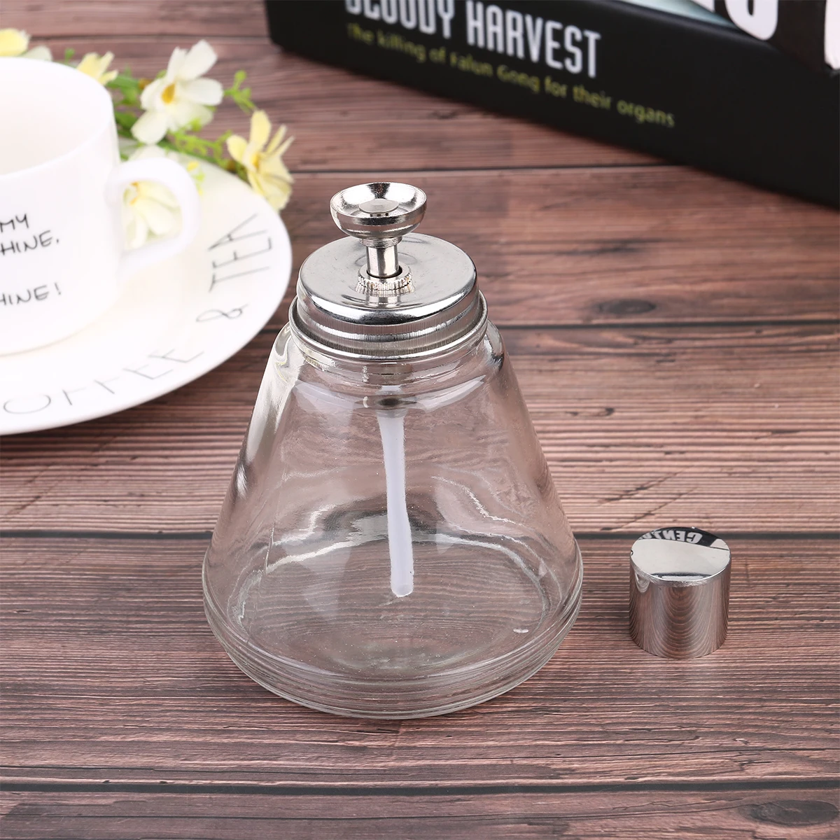 

1Pcs 220Ml Press Type Dispenser Bottle Glass Body Alcohol Container Portable Lightweight Storage for Remover Cleaner