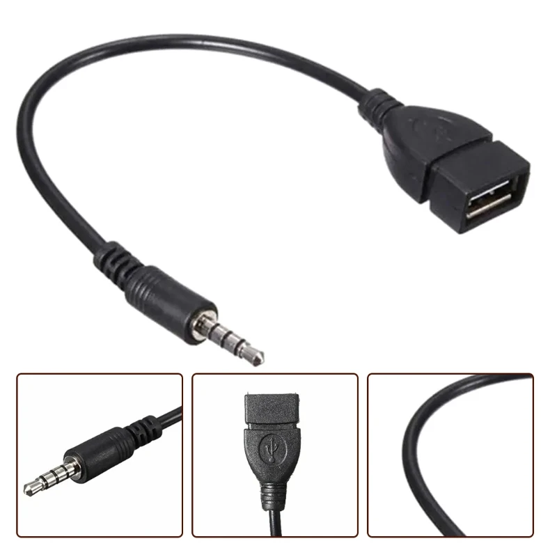 

USB Female To 3.5mm Male Car Audio Cable OTG Female Adapter Aux TO USB MP3 Playback Decoder 3.5MM OTG Adapter Cable Auto Parts