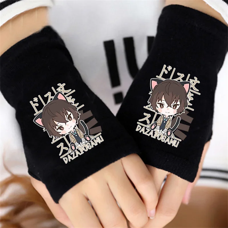 Guantes de muñeca de medio dedo para disfraz de Cosplay, Dazai, Osamu, Nakahara, Chuuya, Ryunosuke, Akutagawa, Atsushi, Edogawa, Rampo, regalo de utilería