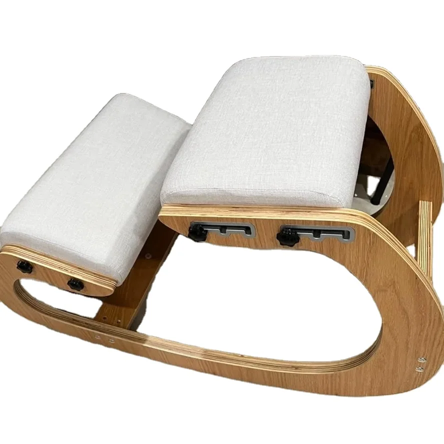 Wooden and Linen Cushion Swing Knee Chair Indoor and Outdoor Home Office Chair Upright Posture Design