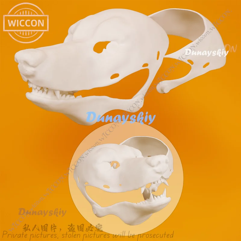 Skull Canidae Skull Open Mouth Furry DIY Realistic Department Cosplay Halloween Costume Skull Prop Halloween Party Woman Man