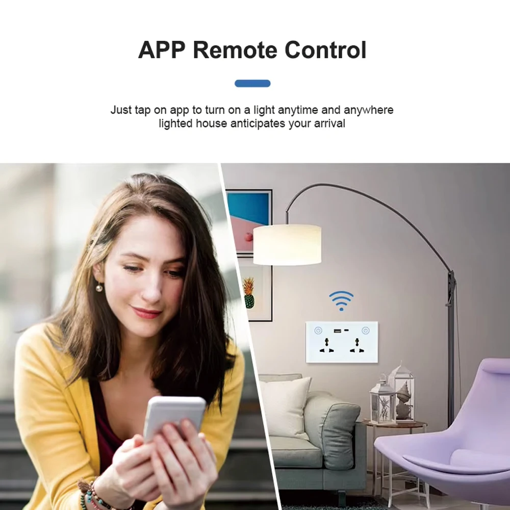 TYSH Tuya Fast Delivery Type C Usb Double Multi-funtion Tuya Wifi Wall Switch Socket Plug