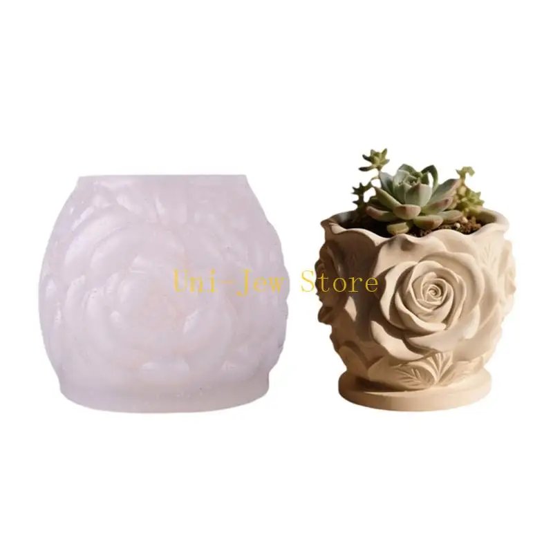 

40GB Flexible Silicone Craft Mold Rose Embossed Flowerpot Moulds Suitable for Resin Casting Planter Decorative Items