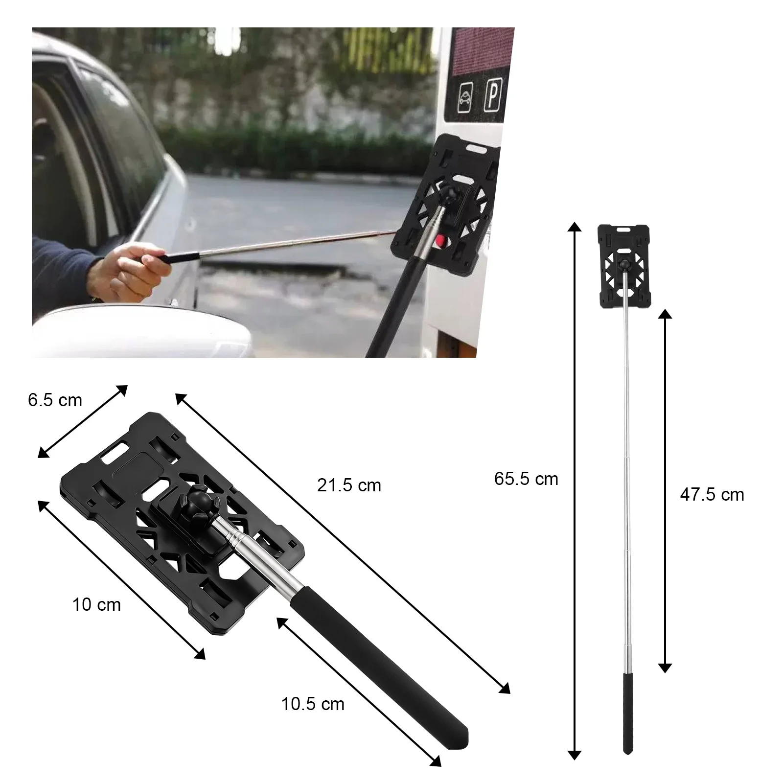 Telescopic Parking Card Holder Toll Booth Ticket Pickup and Access Card Swiping Extension Rod for Car Drivers