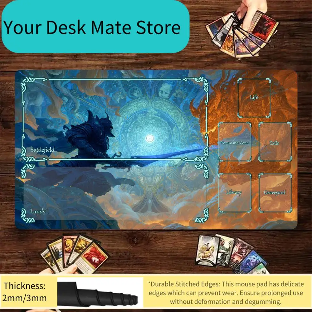 

MTG Game Playmat Marked Command Zone Exile Battlefield Library Graveyard Lands Zones Anti-Slip Durable TCG Table Pad for Magic T