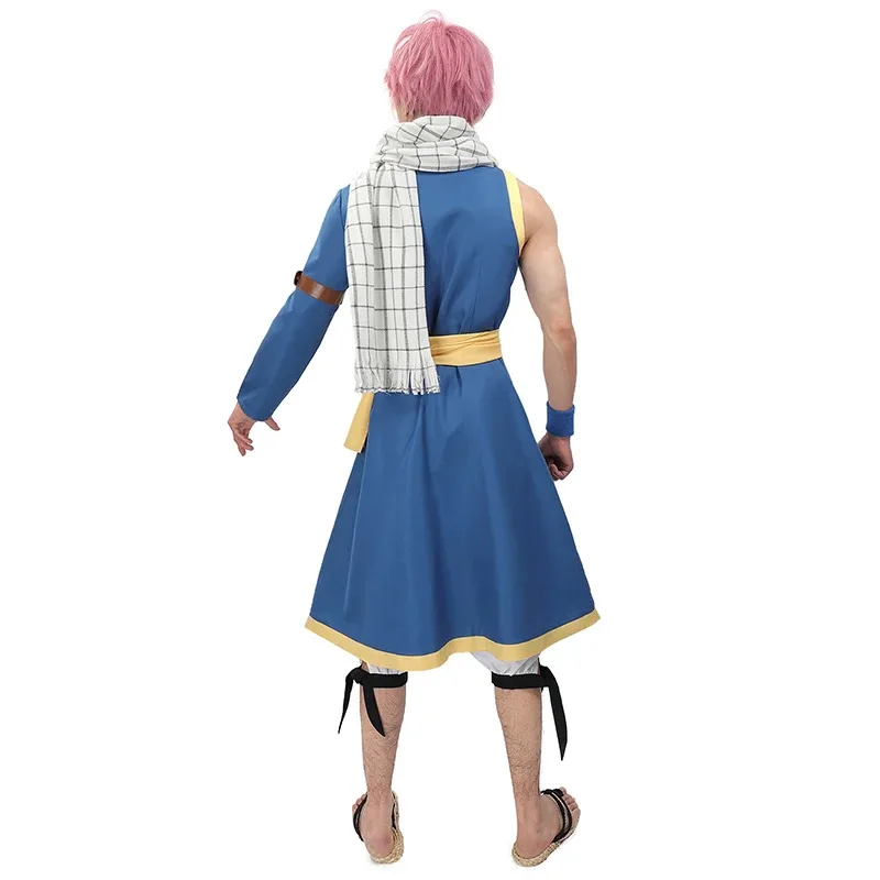 DAZCOS Natsu disfraz de Cosplay para hombre talla estadounidense conjunto completo con bufanda muñeca Halloween