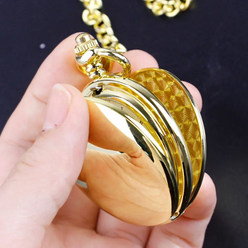 NEW Gold Luxury 2 Sides Open Case Pocket Watches Mechacnical Hand Wind Casual Fashion Mens Pocket Watch Necklace Exquisite Gift