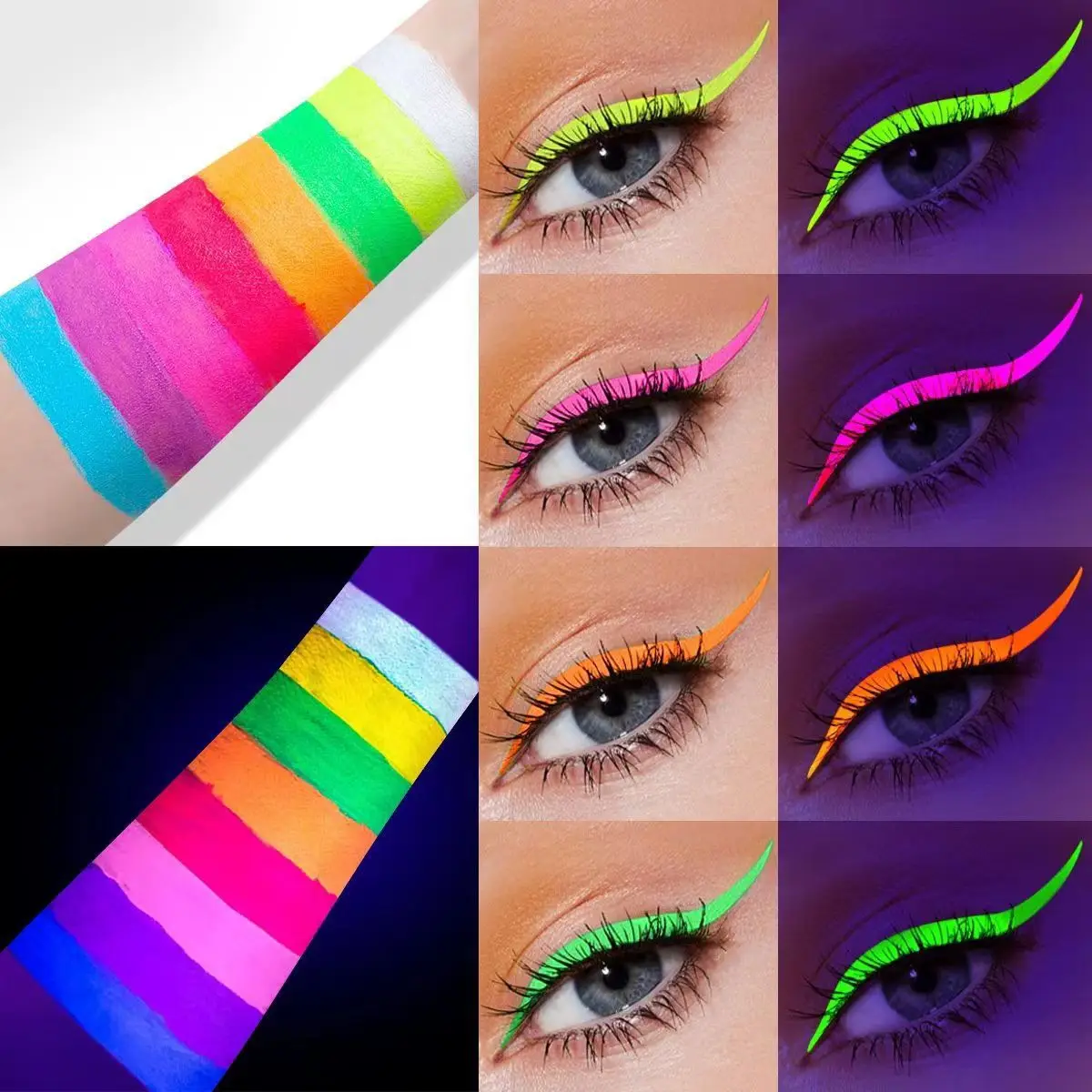 Hoogwaardige fluorescerende eyeliner-pen, kleur UV-eyeliner-pen, waterdicht, zweetbestendig, moeilijk om make-up-gezichtsverfpen af te nemen