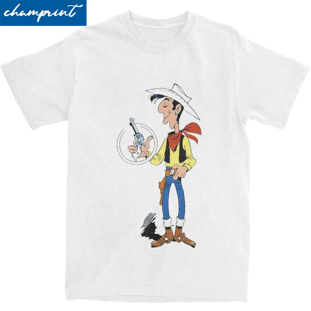 Lucky Luke Pistol T-Shirts Men Women Funny 100% Cotton Tees Round Collar Short Sleeve T Shirt Plus Size Tops