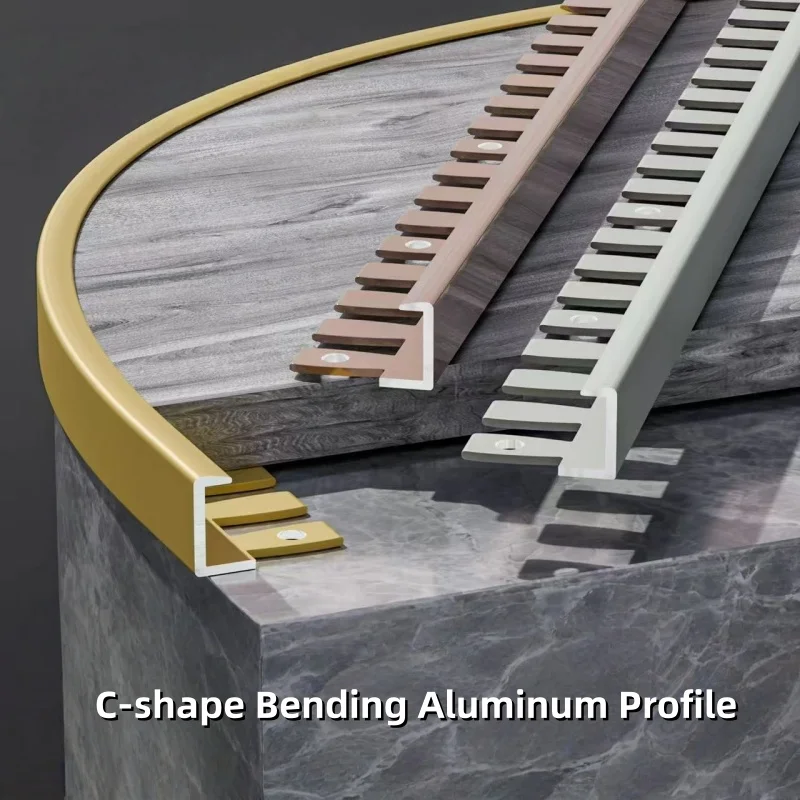 Bordure de marche d'escalier pliable, profil en aluminium Led intégré, canal de protection, bordure murale de salle de bains, barre d'étanchéité d'angle, 1M