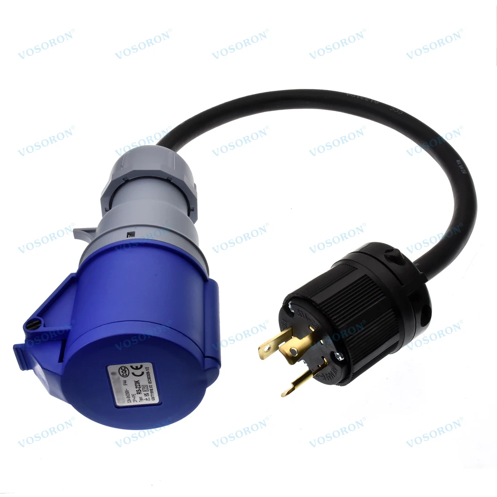 NEMA L6-30P Plug to 32A 2P+PE CEE Socket 3x6mm rubber wire Heavy Duty Industrial Power Cable for generator