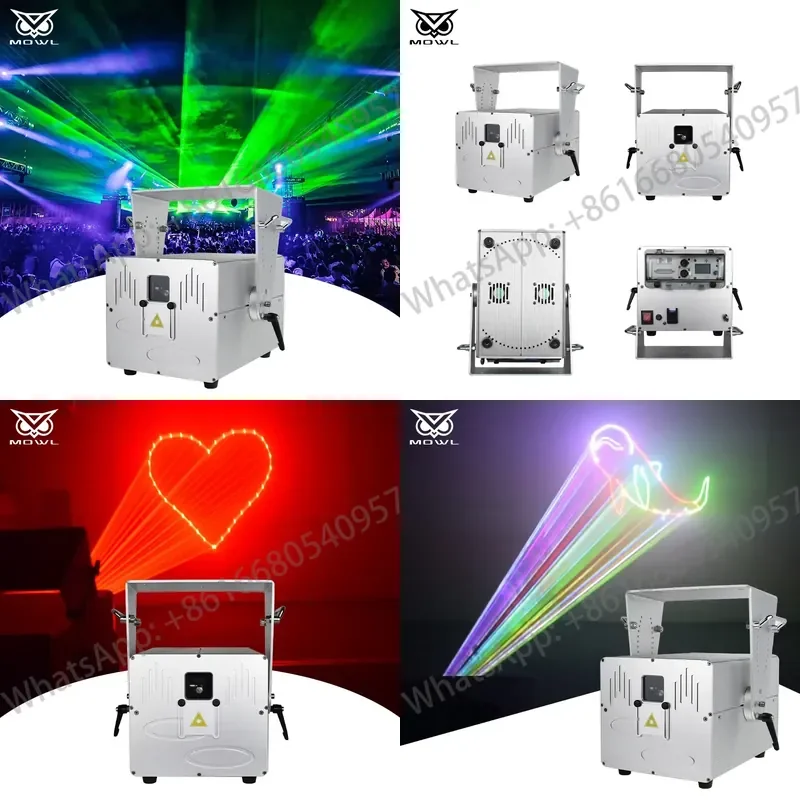MOWL Outdoor Waterproof IP65 ILDA DMX 15W RGB Animation Projector for Landscape Park Events Show
