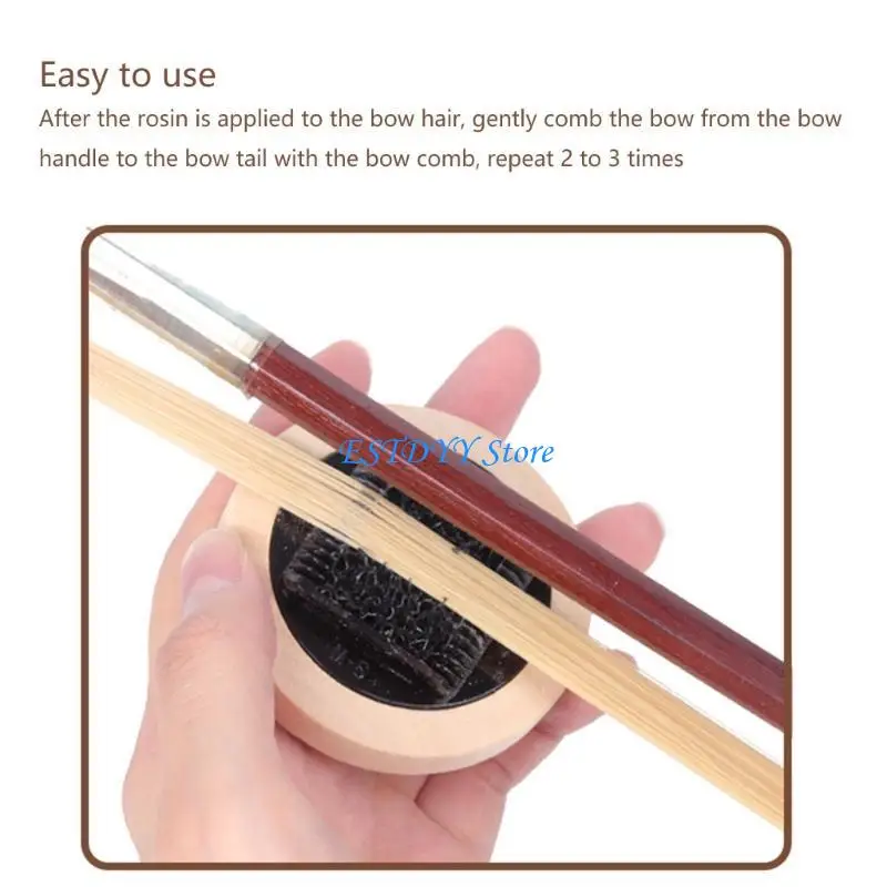 

G6DE Violin Bows Comb Rosin Spreader Violin Bows Hair Comb Round Cleaning Tool Portable Bows Brush for Students Use