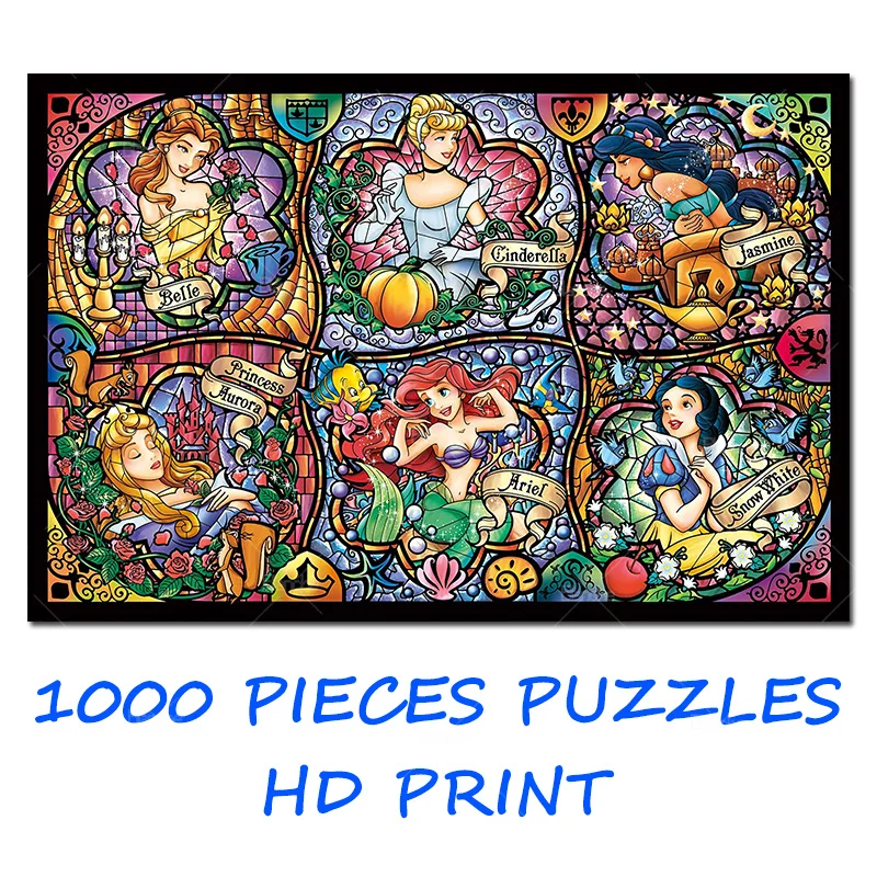 

1000PCS Puzzles Disney Princess Beautiful Cartoon Image Paper Jigsaw Puzzle Game Picture For Girls Teens Like Room Ornaments