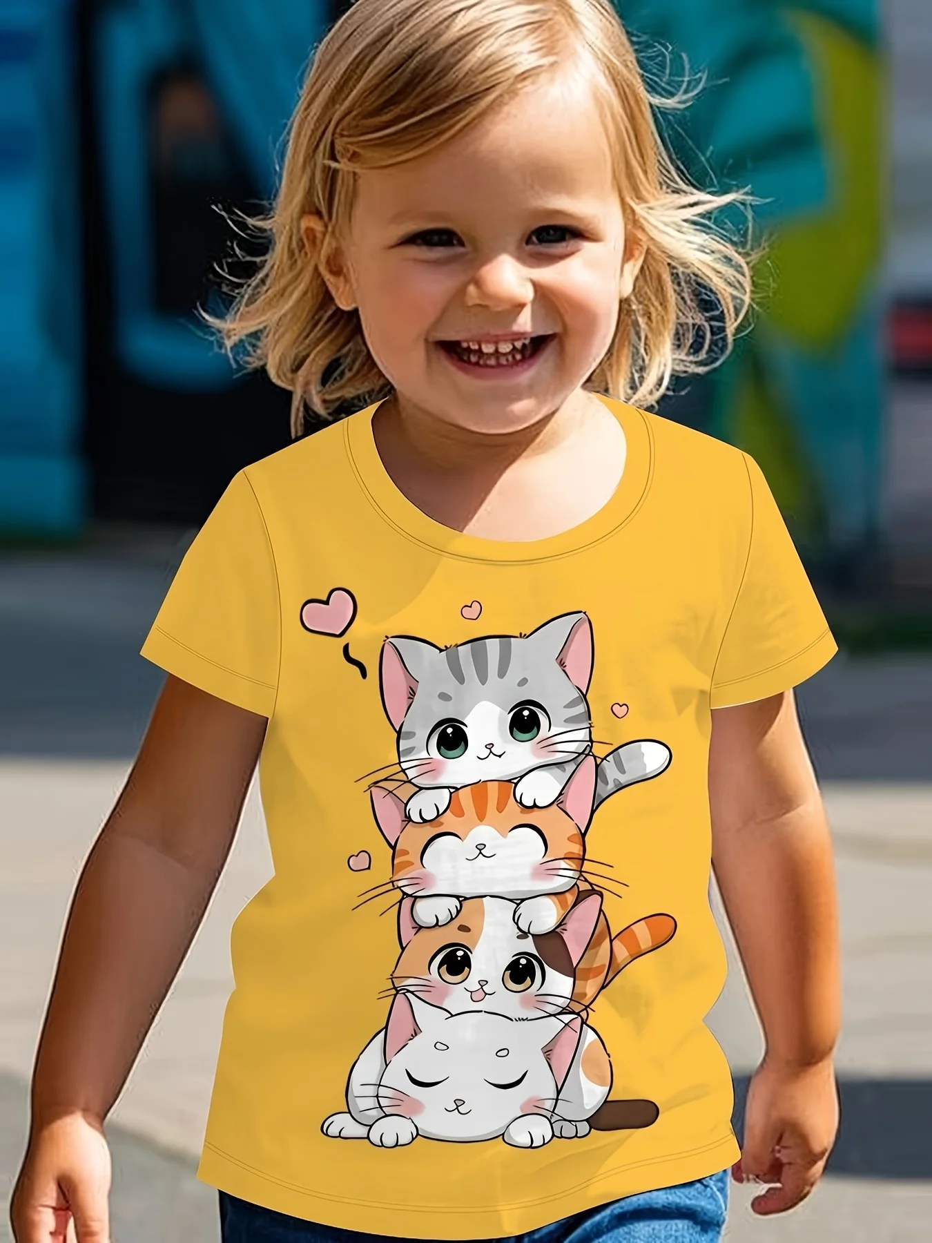 

Summer Girl Clothes Cute Cat 3D Print T Shirt Boys Tee Shirt Short Sleeve Children's Clothing Butterfly Top Shirts Kids Clothes