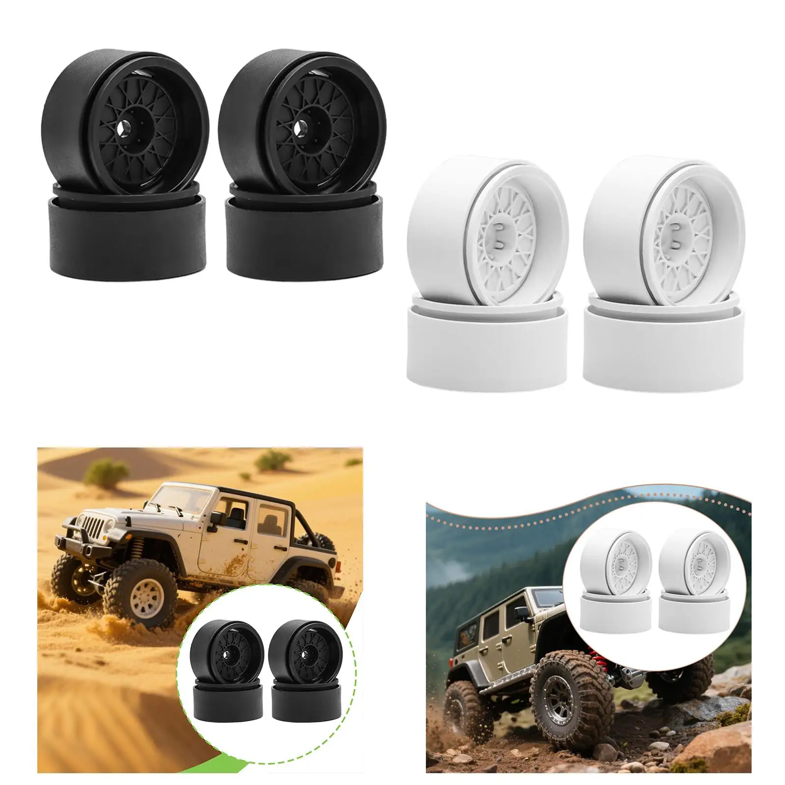 4 ชิ้นล้อขอบล้ออุปกรณ์เสริมประสิทธิภาพสูงสำหรับ 1:10 1:12 RC,รถคลาน, รีโมทคอนโทรลรถครอว์เลอร์,ของเล่น