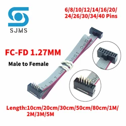 1PCS FC-FD DC4 IDC 1.27MM Pitch Male To Female Connector 6/8/10/12/14/16/20/24/26/30/34/40 PIN Flat Ribbon DOWNLOAD Data Cable