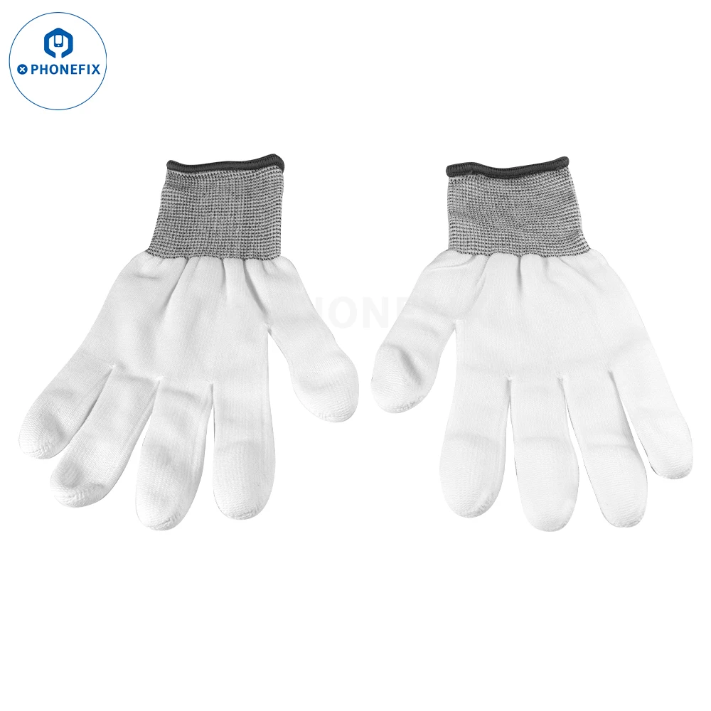 2pcs Anti Static Gloves ESD Electronic Welding Work Nylon Fiber Gloves Pu Finger Coated Finger PC Antiskid for Finger Protection