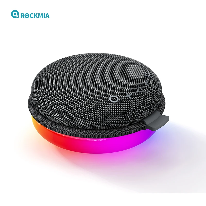 Rockmia  EBS-310 Mini Portable RGB Speaker With Fabric Mesh Handle Bluetooth 5.3 Outdoor Waterproof  IPX4 Stereo Music Box