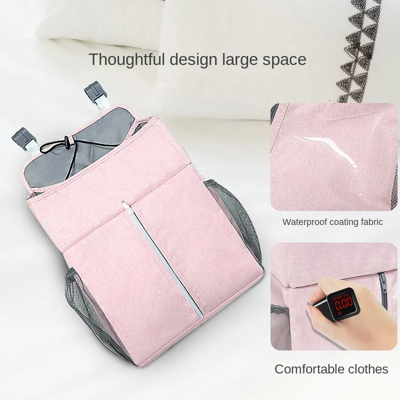 Baby Bed Hanging Storage Bag High-Capacity Waterproof Linen Fabric  Portable Crib Parts Crib Bedding Sets Accessories Nappy Bag