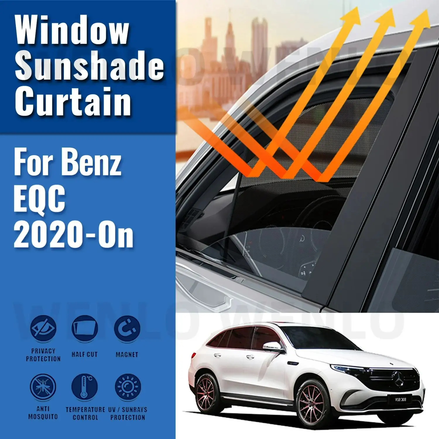 

For Mercedes Benz EQC N293 2020 2021 2022 2023 2024 Car Sunshade Front Windshield Curtain Rear Side Window Sun Visor Shade