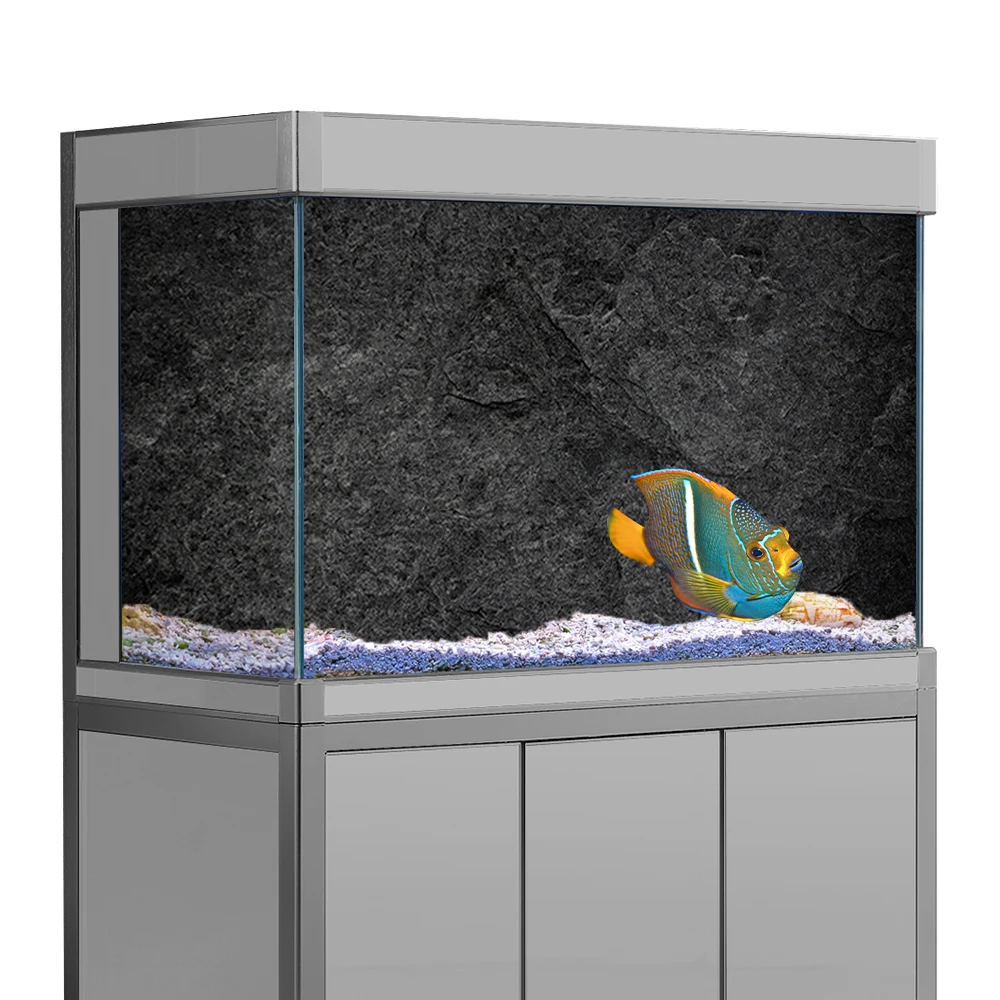 Fish Tank Background Sticker  Black Grey Marble Rock Wall Printing Wallpaper Aquarium Backdrop Decorations PVC