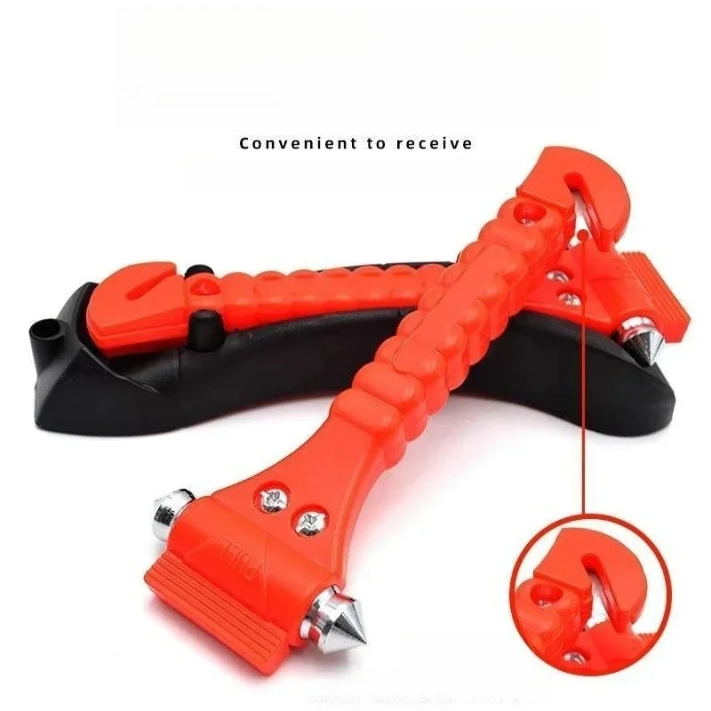 1-2Pcs Car Safety Hammer with Seat Belt Cutter, Sharp Carbon Steel Tip Shatters Glass, Reflective Stripe on Handle, Portable