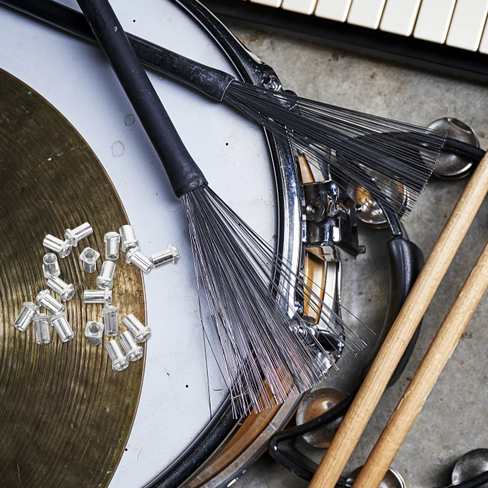 

20Pcs Floor Drum Swivel Nuts 6Mm Replacement Tom Lug Parts Robust Construction Dirt Resistant Surface Ideal Drum Maintenance Kit