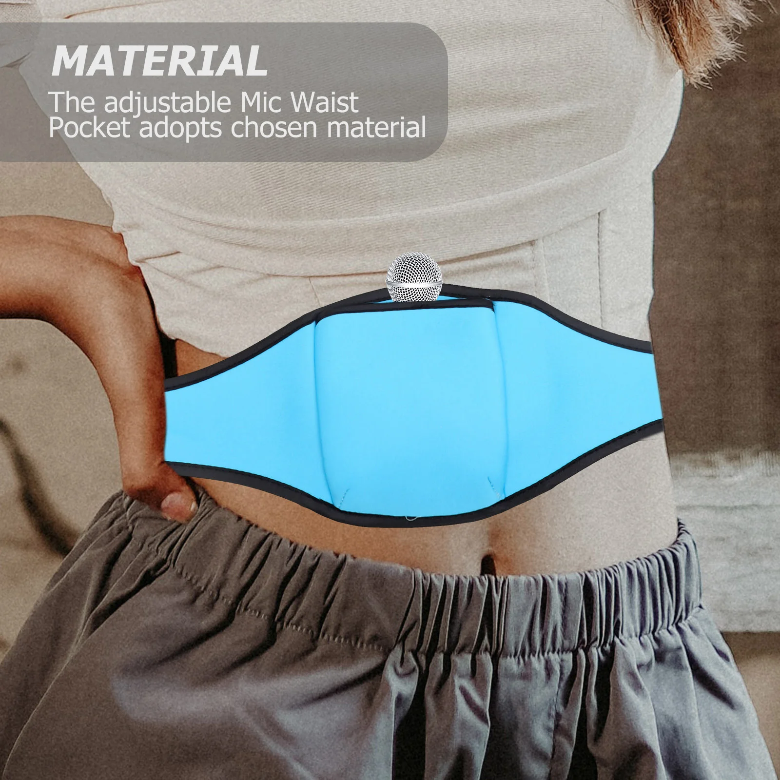 2Pcs Microphone Waist Belt Pouch Light Adjustable for Workout Instructors Fitness Teachers Mic Belt Wireless