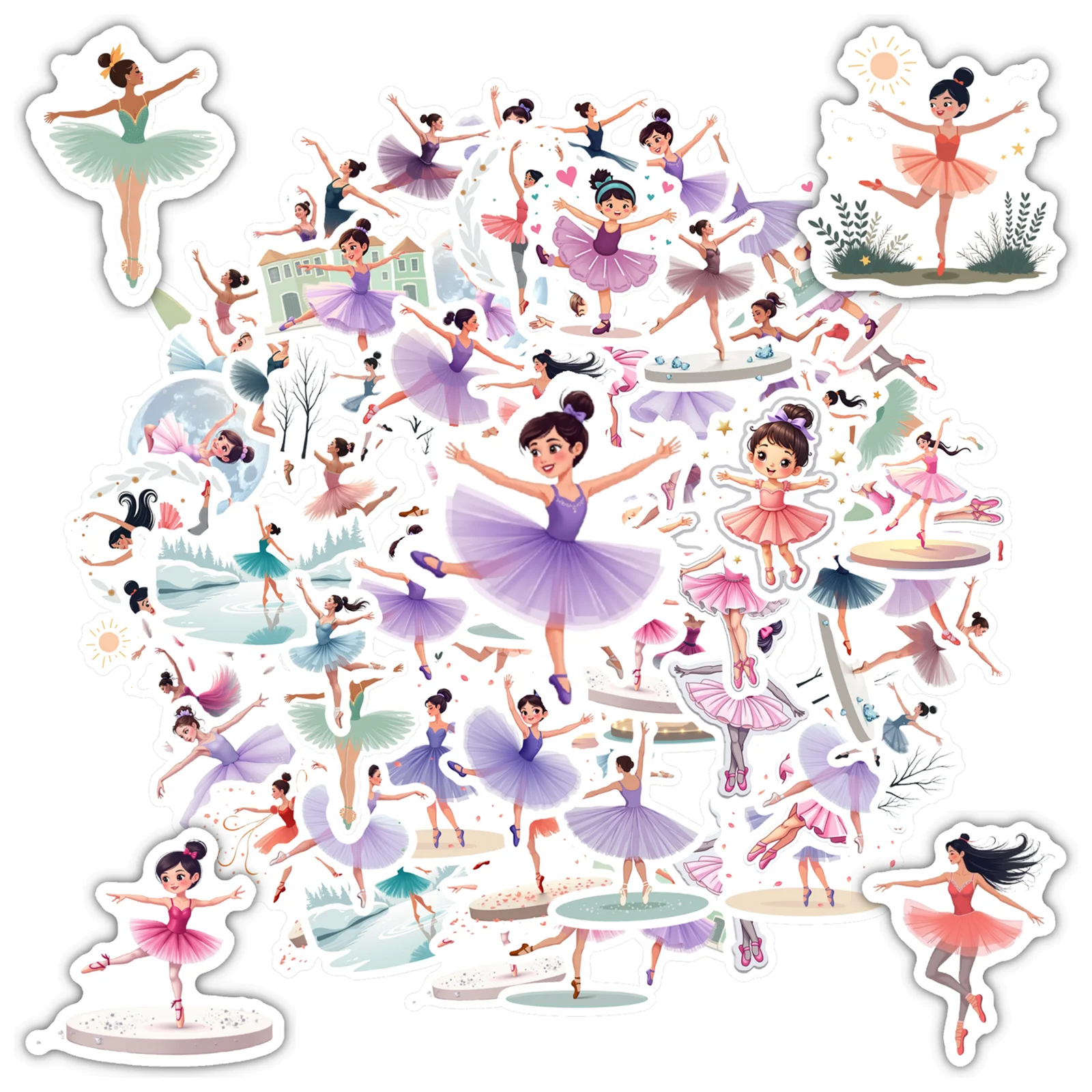

35pcs-100pcs Artistic Ballerina Stickers Graceful Dancer Ballet Stickers Stickers For Guitar DIY Skateboard