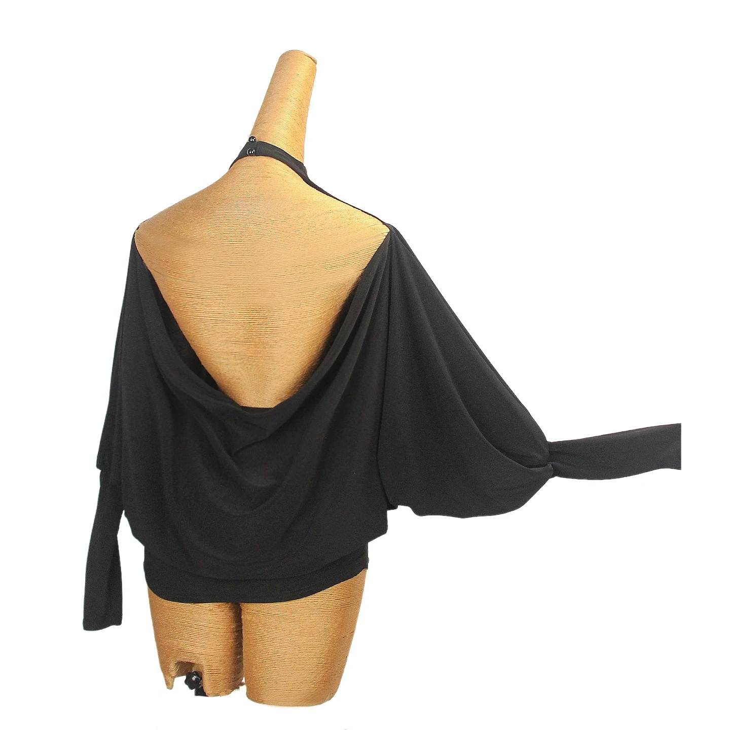 

New Latin Dance Clothes 2026 Women Practice Tops Black Backless Bat Sleeves Blouse Rumba Dance Clothing Performance Wear SS1089