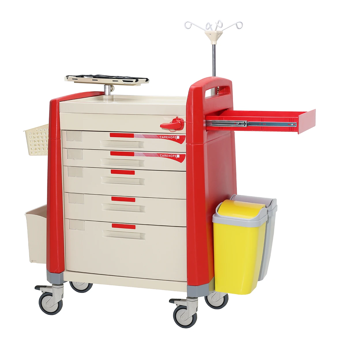 Hochey  Turkey Design Hospital Instrument ABS Plastic Anesthesia Cart Emergency Trolley With Drawers