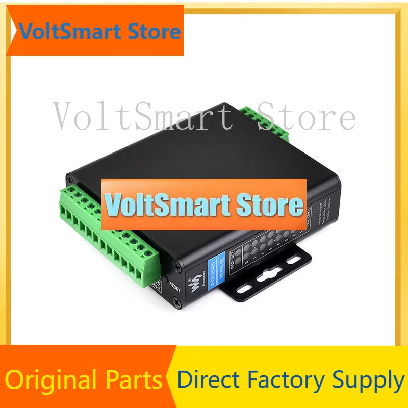 VoltSWaveshare 8-Ch RS485 To RJ45 Ethernet Serial Server, 8 Channels RS485 Independent Operation, Rail-mount Industrial Isolated