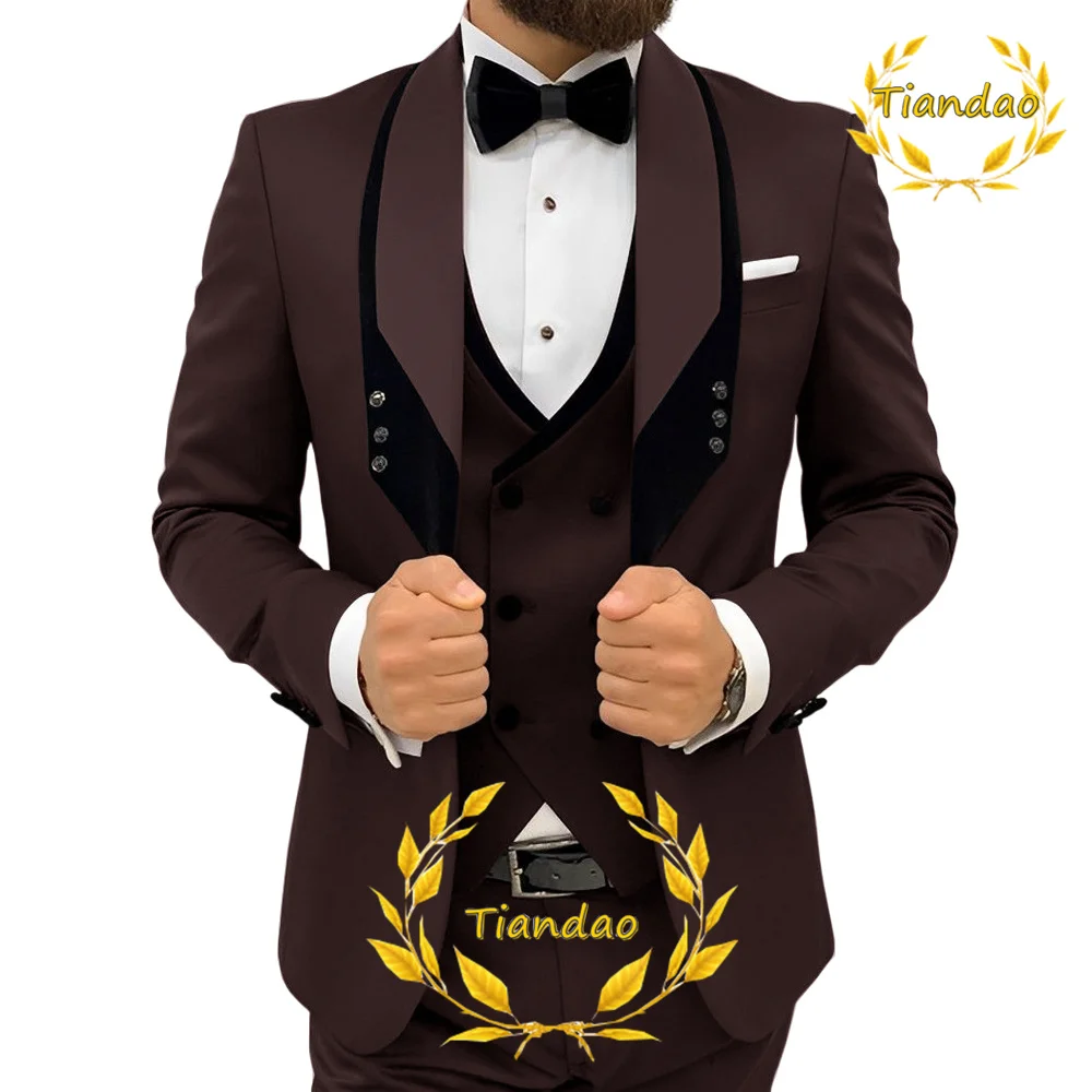 Men\'s Suit Wedding Jacket Pants Vest Bow Tie 4-Piece Set Formal Party Dress Fashion Tuxedo for Male costume homme