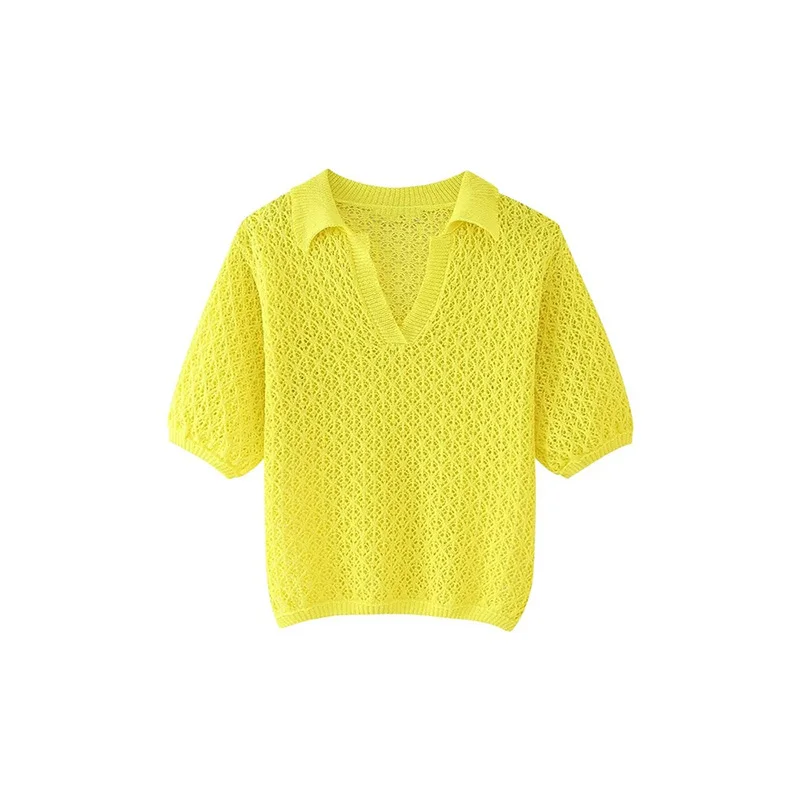 ZHUISHU Knit Polo Top Women Short Sleeve Blouses New Women Beach Tops and Blouses Streetwear Lady Tops