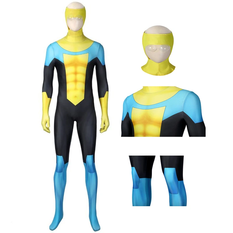 Adult Male Cosplay Costume Superhero Mark Grayson Tight Fitting Halloween Makeup Ball Costume