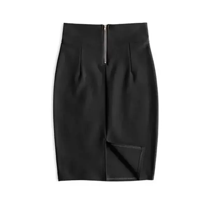 Faldas Mujer Moda 2024 Fashion High Waist Black Bodycon Skirts Midi Zipper Elastic Korean Elegant Sexy Y2k Office Pencil Skirt