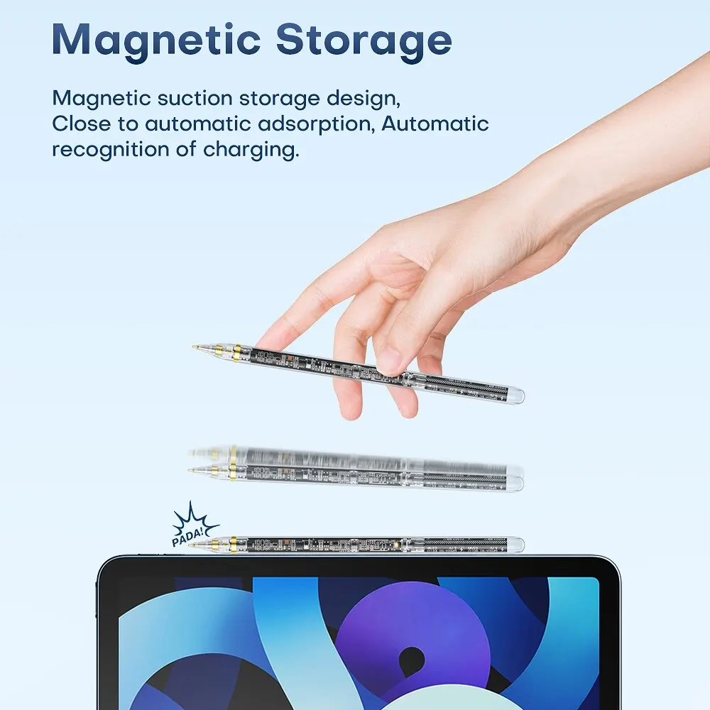 ASOMETECH Transparent Gradient Touch Pen For Apple Pencil 2 iPad Pencil iPad Air Pro 11 12.9 Mini 6 Wireless Charger Stylus Pen