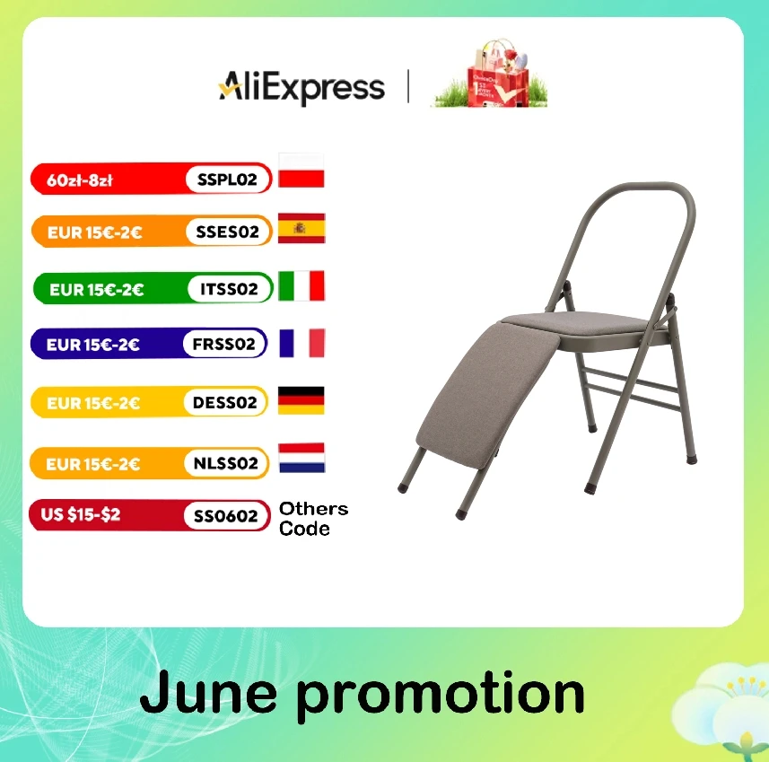 

Foldable Yoga Auxiliary Chair Yoga Chair with Lumbar Back Support Yoga Practice Balance Chair Canvas Surface with Sponge Filled