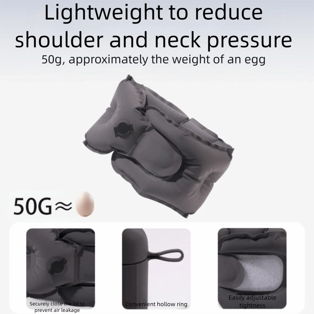 Manual Inflation Inflatable Neck Pillow Adjustable Ultralight Napping Neck Headrest with Air Pump Breathable