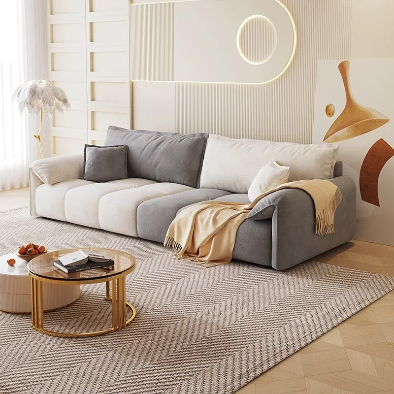 Cream wind color matching fabric sofa combination Modern simple technology fabric sofa