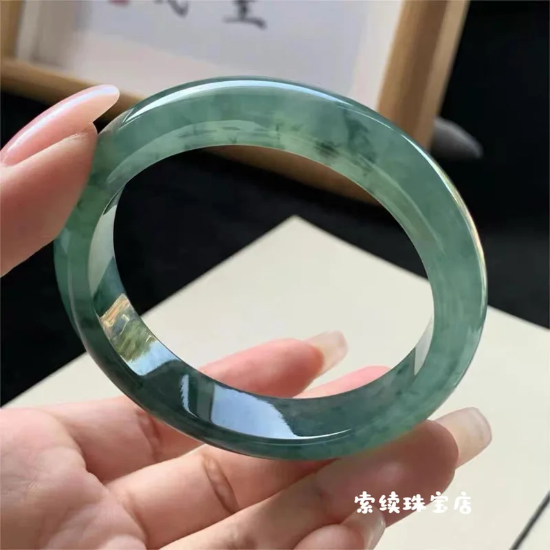 Myanmar Emerald Jade , Translucent with Flower Patterns, Full Oil Green Jadeite Bracelet for Young Women