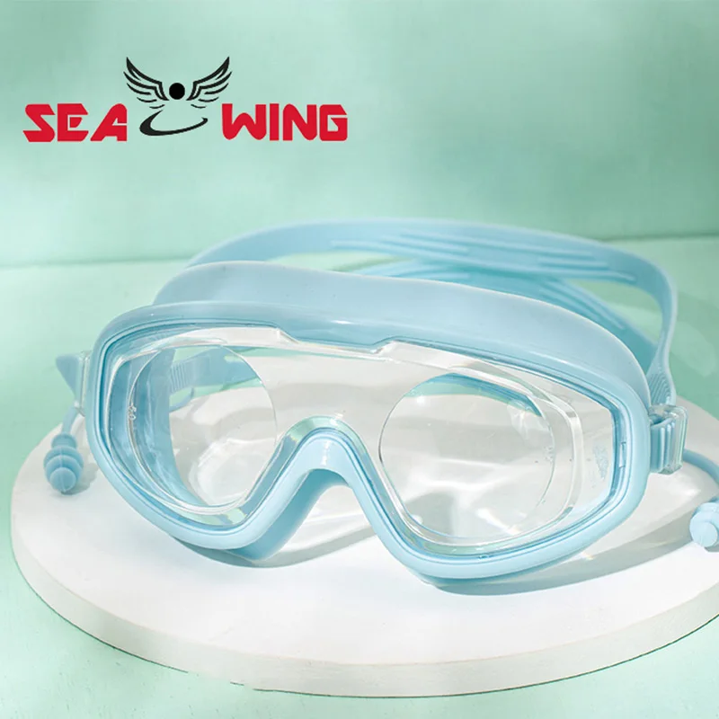 Adult large frame swimming goggles, colorful electroplated myopia high-definition anti fog silicone swimming goggles