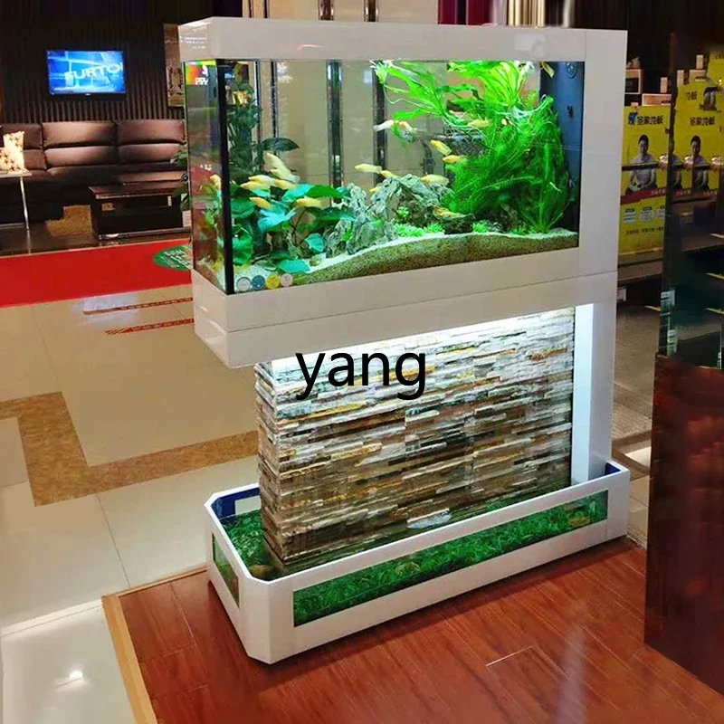 YHM living room curtain wall water and land screen partition fish tank