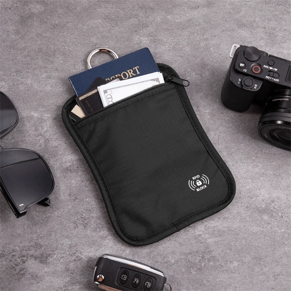 Anti-Theft Travel Wallet Waterproof With Locking Hook RFID Blocking Wallet Phone Storage Passport Holder Card Passport Pouch