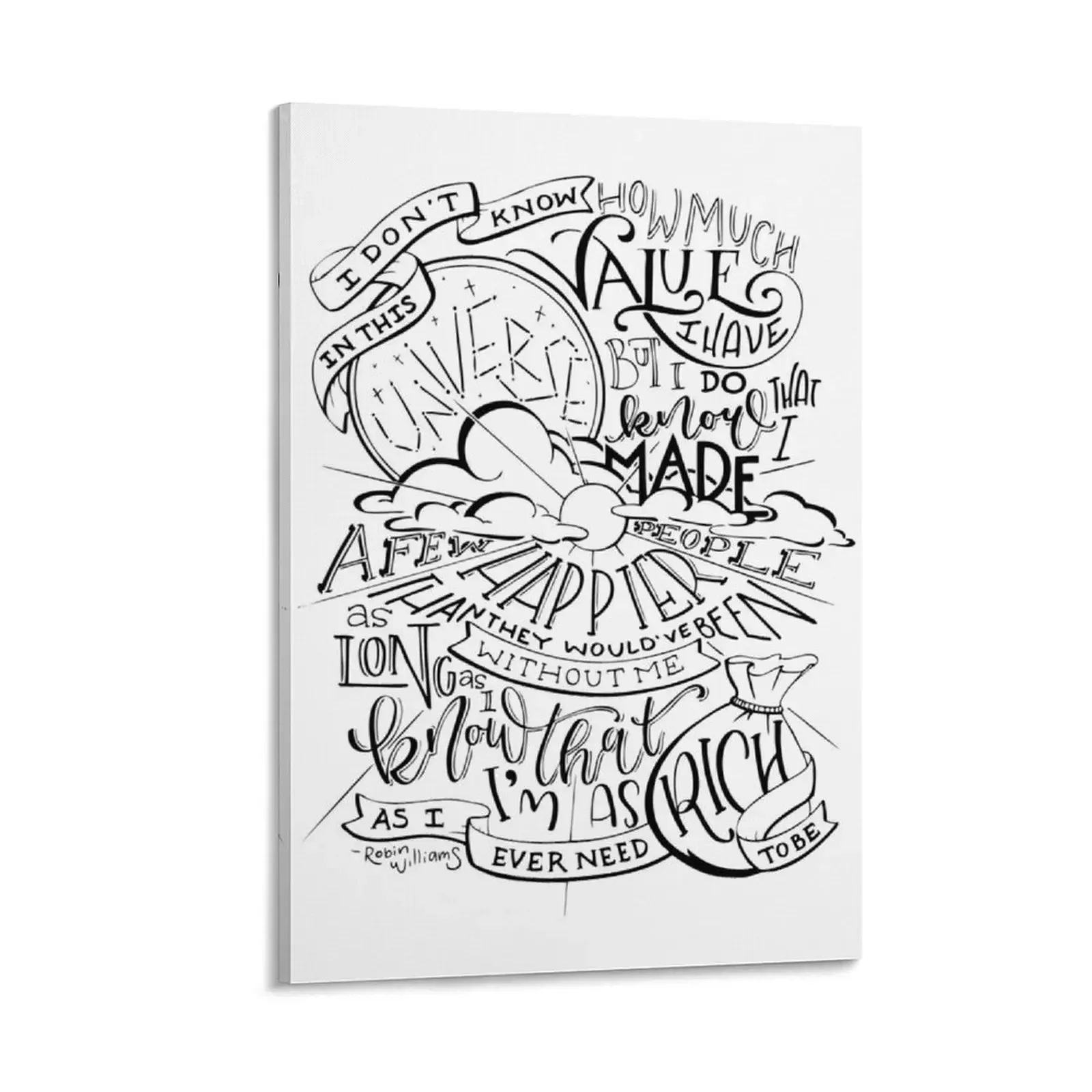

Robin Williams Quote Hand Lettered Canvas Painting home decor large paintings modern living room decoration aesthetic room