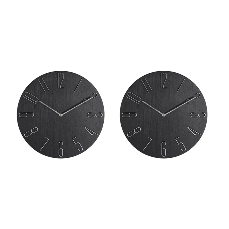 MOPHE-2X Simple Wall Clock 12 Inch Living Room Home Wall Clock Clock Watch Fashion Bedroom Wall Clock-Black