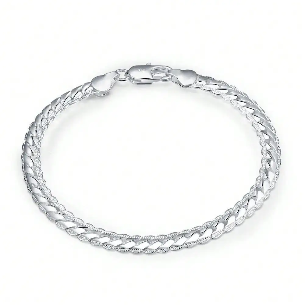 

5MM Side Chain Two-piece Set Jewelry Set Car Flower Flat Bracelet Women