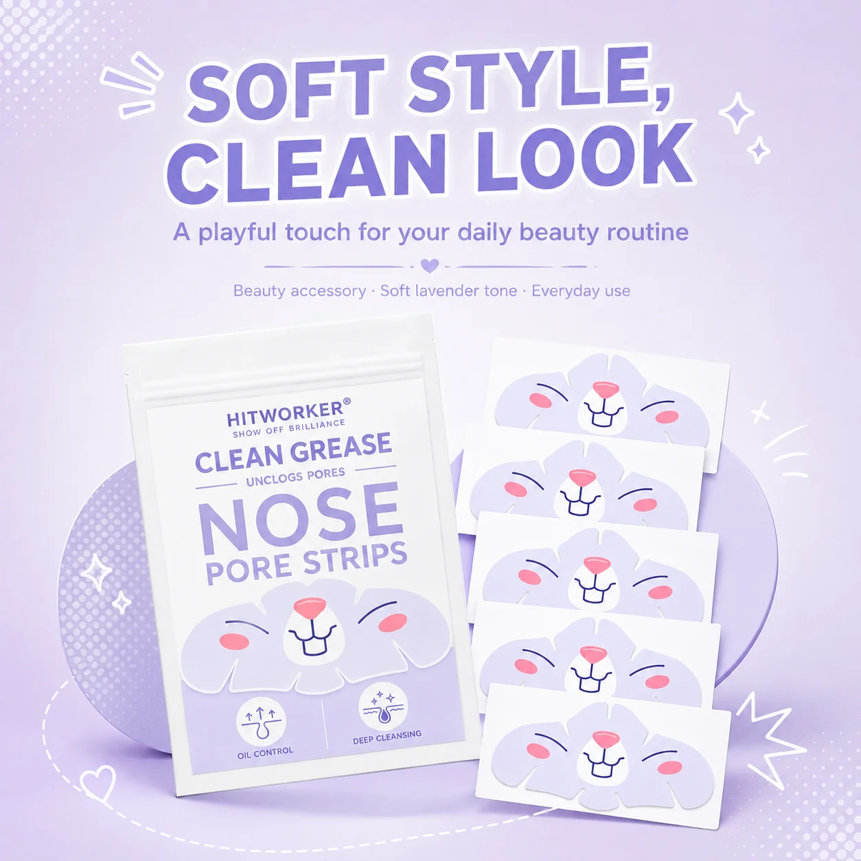 5PCS Cute Bunny Hydrocolloid Nose Patch, Flexible Lavender Beauty Patch for Everyday Self-Care