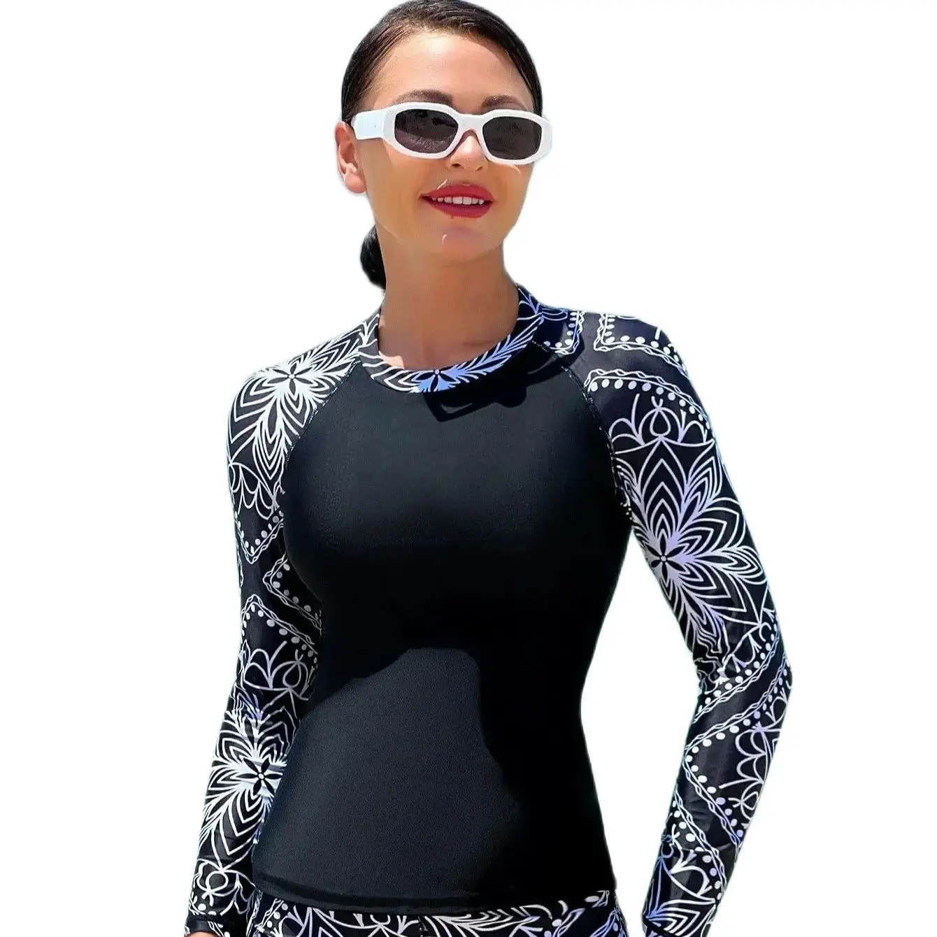 

2024 Muslim Swimwear for Hijabis Bikini Set for Women Long Sleeve Floral Print Conservative Beachwear Borkini Femme Musulmane